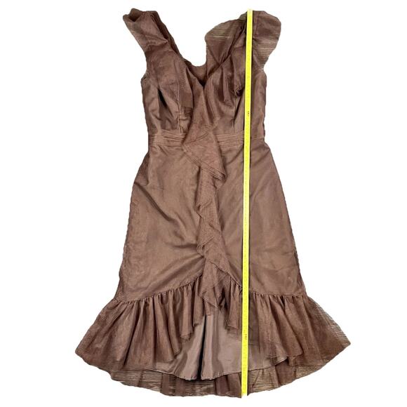 Vintage Y2K Alfred Angelo Tulle Dress Size 4/6 Brown Midi Fairy Pin-Up Ruffle - Picture 12 of 16